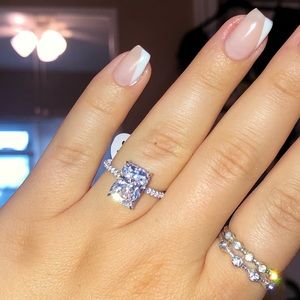 White Gold/925 Sterling Silver Engagement Ring